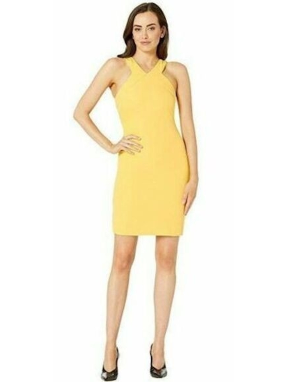 Laundry By Shelli Segal Yellow Halter Sheath Mini Dress